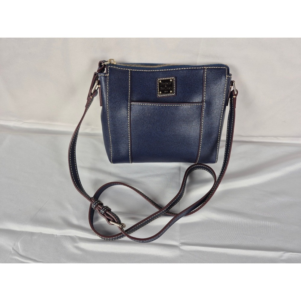 Dooney & Bourke Navy Blue Saffiano Leather Crossbody Bag Gold Hardware